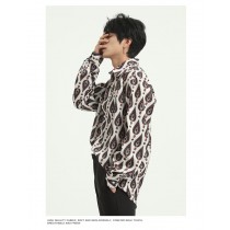 男裝 春季新款寬鬆復古印花襯衫  M-XL